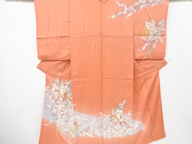 JAPANESE KIMONO / VINTAGE HOMONGI / SILK / FLORAL PLANTS